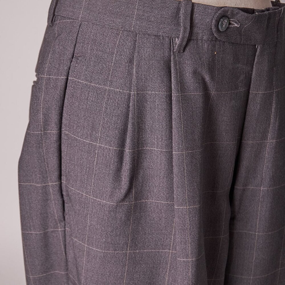 198os Dark Gray Check 2 Piece Wool Suit